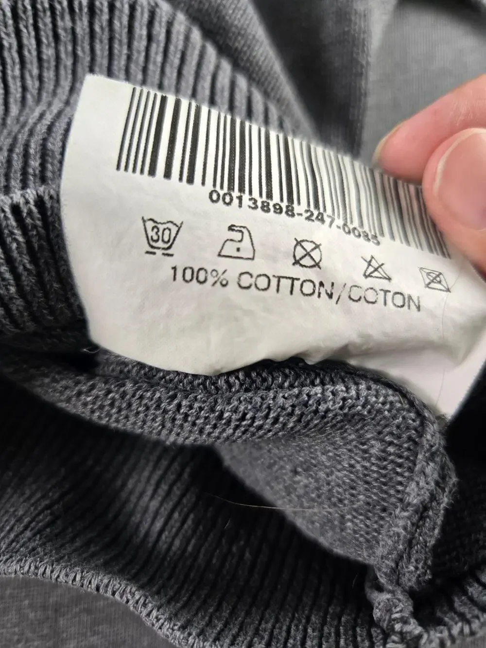 Barbour Sweater Mens Large Gray Classic Cotton Knit Crew Neck Pullover Scotland